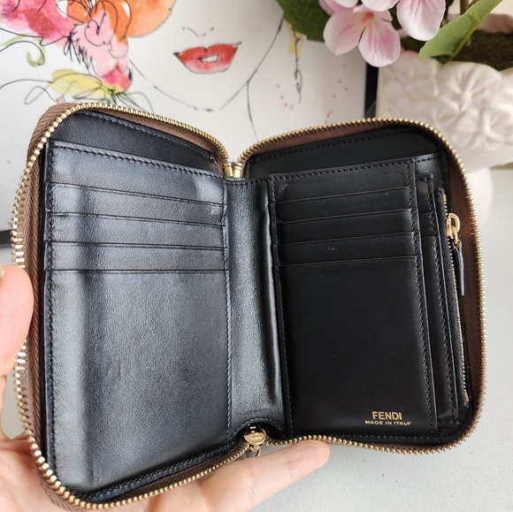 FENDI By the Way Leather Zip Around Compact Wallet - Picture 2 of 13